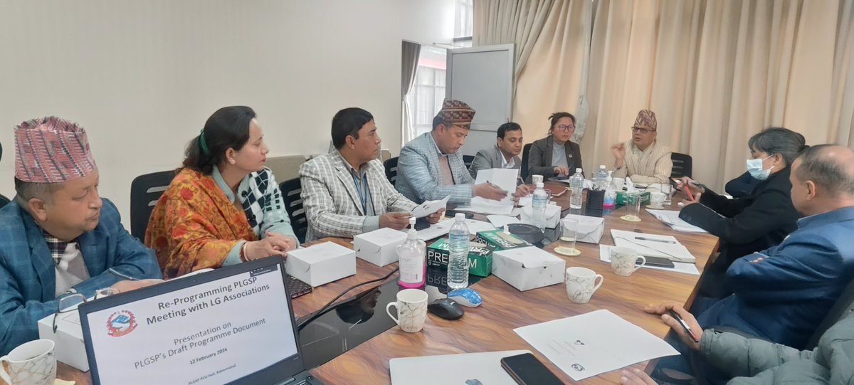plgspmofaga's tweet photo. Had a fruitful discussion with LG Associations #MUAN, #NARMIN, and #ADCCN regarding #PLGSP Reprogramming. Thanks to the constructive inputs on the ProDoc & towards strengthening federalism in Nepal. https://t.co/6JEaa0dD75