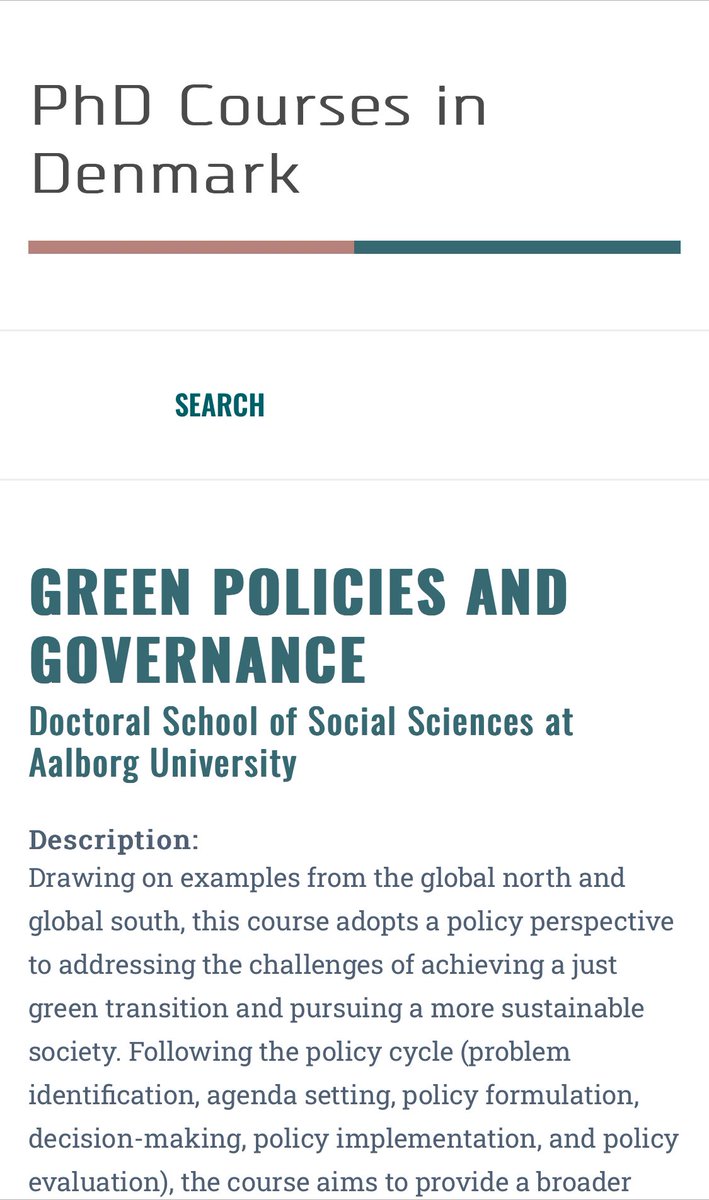 There is still time to sign up for our PhD course from the 29/4/24 to 2/5/24 @AAU #Greengovernance #Greenpolicies @FageHedegaard @kongsh_j @AnitaNissen phdcourses.dk/Course/110647