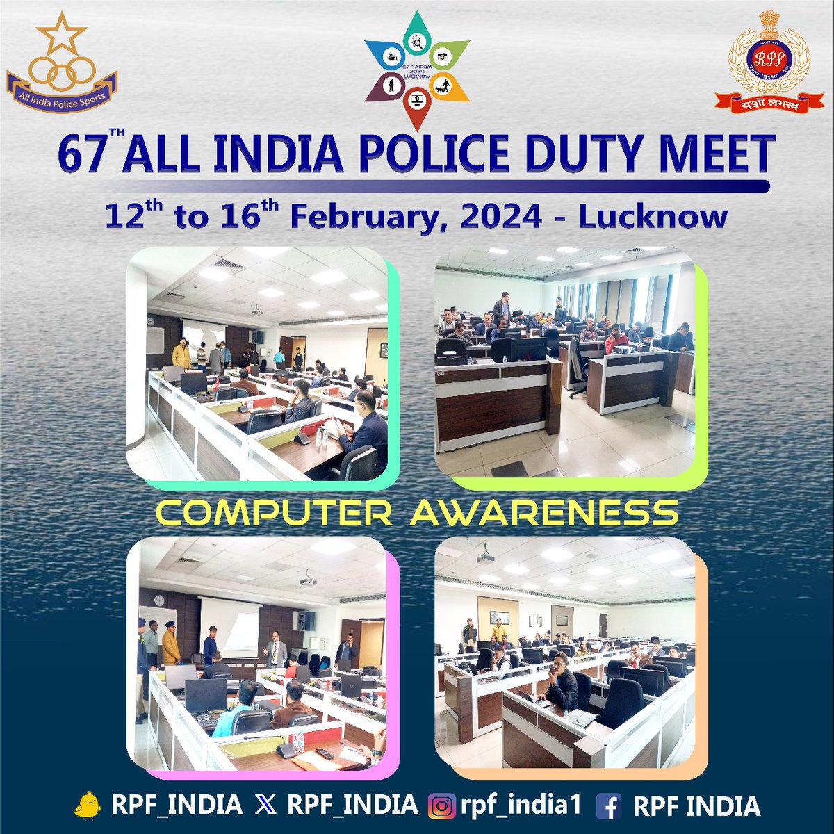 Elevating digital prowess at the 67th All India Police Duty Meet! The Computer Awareness Competition has begun, with participants competing for their tech-savvy skills. #PoliceTechChallenge #DigitalAwareness #67thAIPDM 
@aipscb @RailMinIndia @HMOIndia