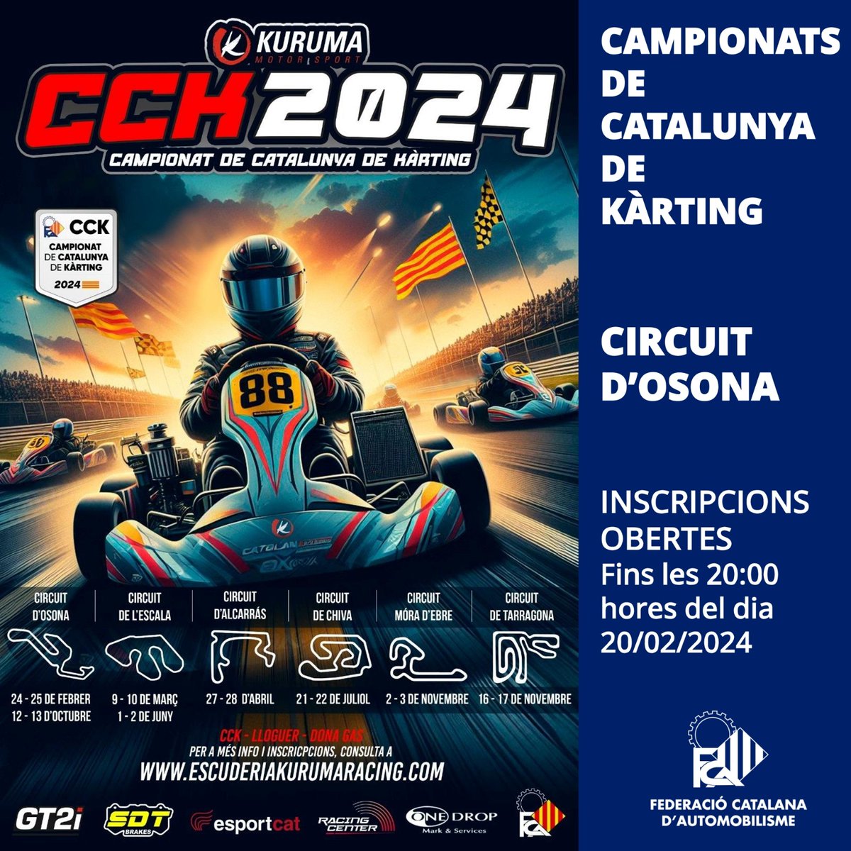 🏷️ KÀRTING
🎯 CAMPIONATS DE CATALUNYA DE KÀRTING
🏁 Circuit d'Osona
‼️ Inscripcions obertes
ℹ️ escuderiakurumaracing.com

#FCAutomobilisme #motorsport #automobilisme #curses #inscripcions #obertes #campionat #catalunya #karting #circuit #osona #CCK2024