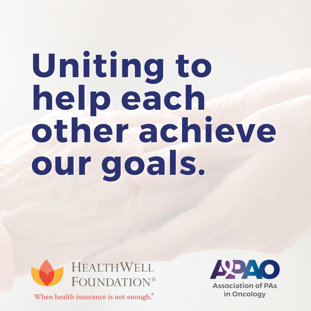APAOnc's tweet image. Together, we can achieve our goals and improve healthcare.That's why we've chosen to partner with The HealthWell Foundation. We admire their mission of helping underinsured Americans access critical medical treatments because essential care should be accessible to everyone.