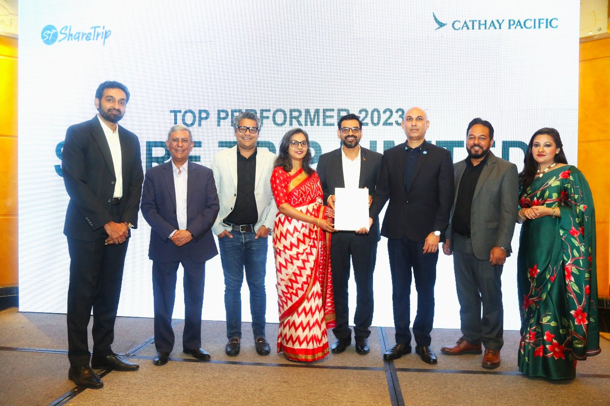 Cathay Pacific organised 'Wings of Excellence' at The Westin Dhaka on 10th February 2024. We're thrilled to announce that ShareTrip was awarded the Top Performer of 2023 award at this event.

#ShareTrip #ExperienceBetter