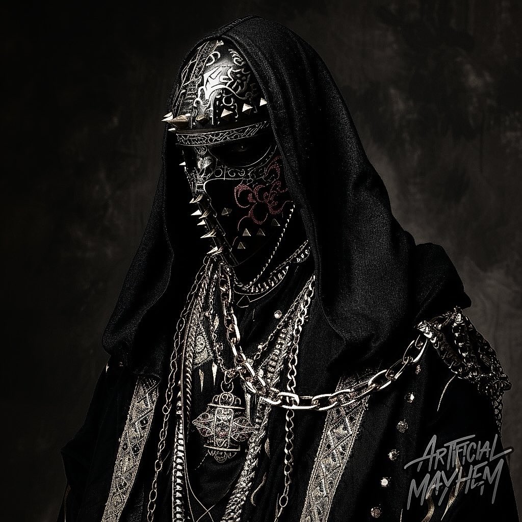 Lord of the Underworld 

#ai #aiart #midjourney #dark #goth #blackmetal #bling #darkfashion #studs #chains #evil #sinister