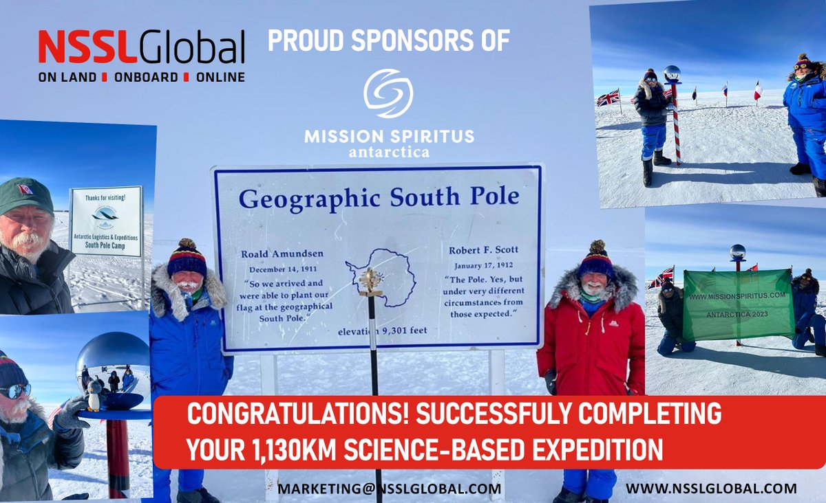 #NSSLGlobal is proud to have supported MISSION SPIRITUS Antarctica with critical comms as they completed a demanding 1,130 km science-based trek whilst carrying out advanced research into nano-plastics on behalf of Columbia University with Manchester Metropolitan University.