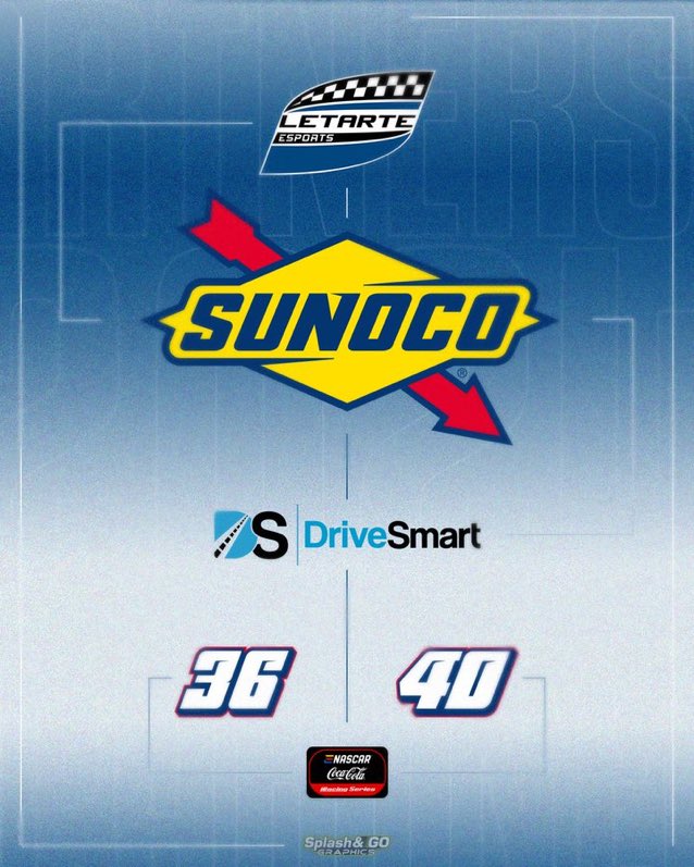 Welcome to my friends @SunocoRacing … excited to have them on the @LETARTE_eSports entries this year. From Fueling Victories on the track to supporting racing in the virtual world.