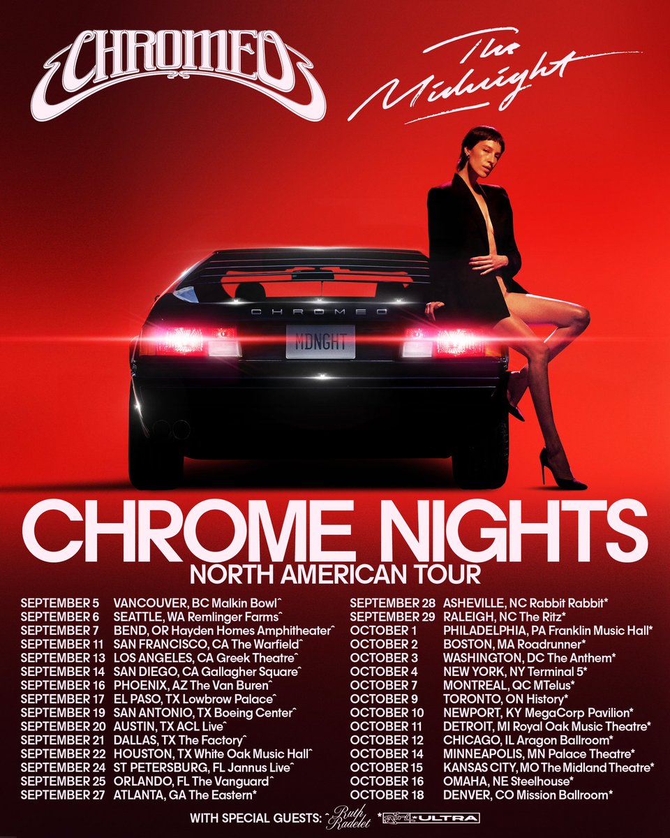 Big News!! I will be opening for @Chromeo and @TheMidnightLA for half of their North American tour in September. Tickets on sale 2/15! I get to play the Greek for the first time ever and I’m 🥹😭🫠
