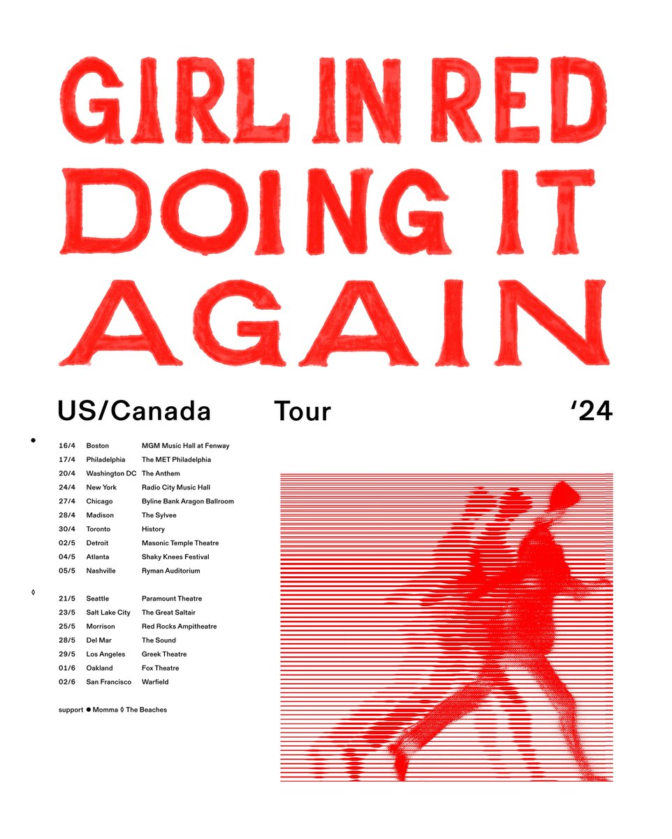 very very happy because we get to go back on the road this spring, this time with @_girlinred_ ♥️♥️ tix go on sale friday 2/16 at 10am local time !!