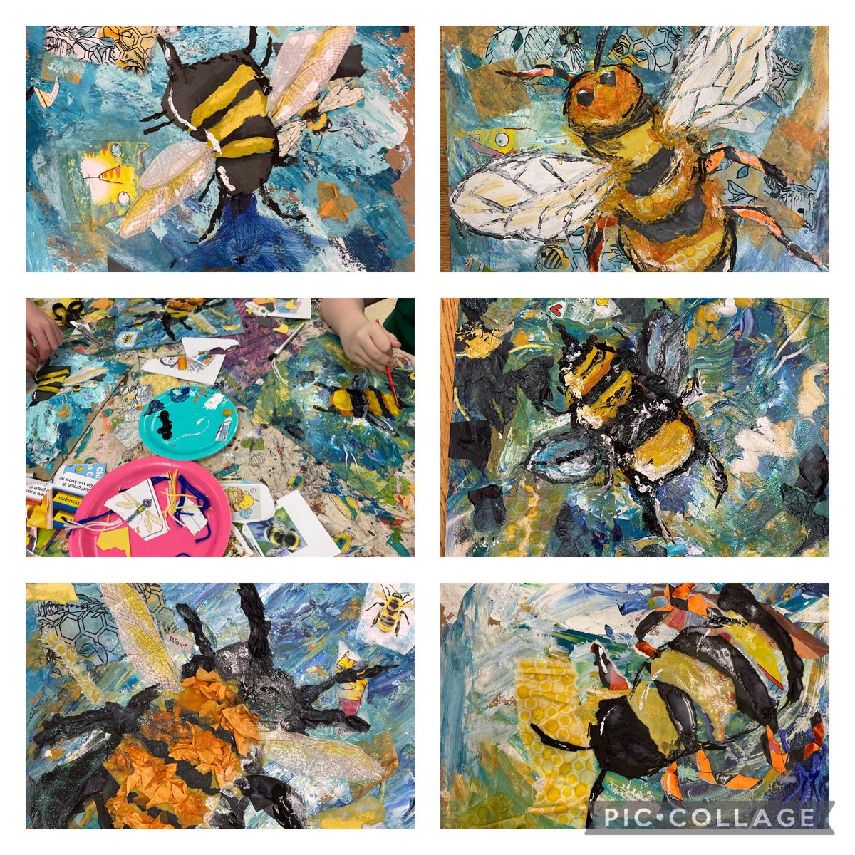 SEAP <a href="/PAS_South/">PAS South</a> <a href="/EdenwoodMS/">Edenwood Middle School</a> made these fabulous mixed media bees in our visual art workshop today!