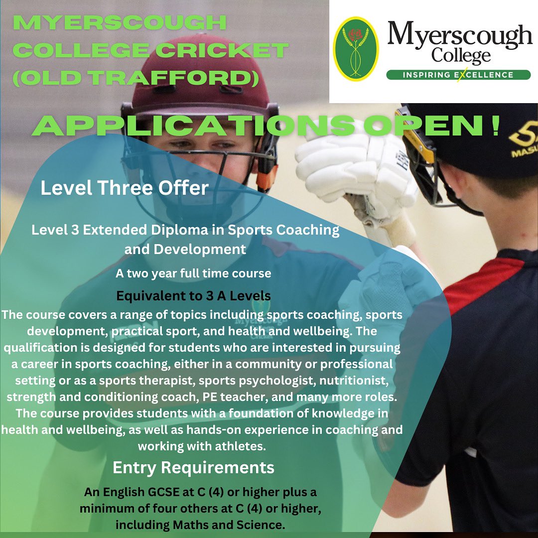 Are you ready for a new challenge? Our course provides students the opportunity to gain an insight into the many different careers within sport whilst achieving high grades and cricketing success.