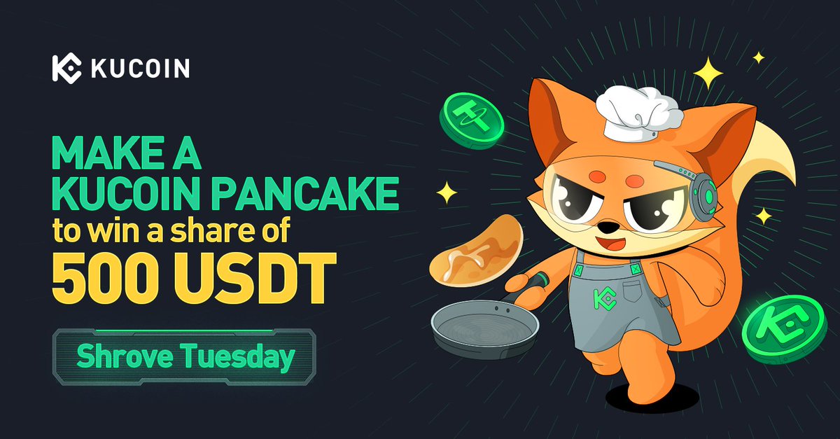 Let's flip some #KuCoin pancakes and join our #ShroveTuesday celebration! 🥞

1️⃣ Follow <a href="/kucoincom/">KuCoin</a>
2️⃣ Like &amp; RT
3️⃣ Comment your #KuCoin pancake* + tag 2 friends
4️⃣ Fill out: forms.gle/n41uR5yAEzWjTX…

🎁 500 $USDT for 20 winners
⏰ Ends at 10:00 Feb 16, 2024 (UTC)

(*See comment)