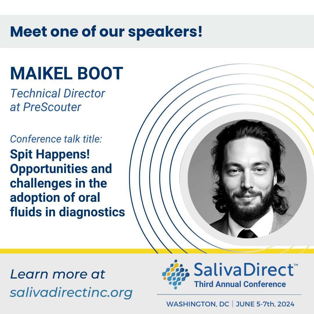 saliva_direct's tweet photo. #SalivaDirect is happy to announce Dr. Maikel Boot as one of our speakers for our Third Annual Conference this June! Register today: https://t.co/P7XLx9wtGu 

#diagnostics #PreScouter #business #Health #saliva #publichealth #equity #spitrules https://t.co/8kqgusoi5M
