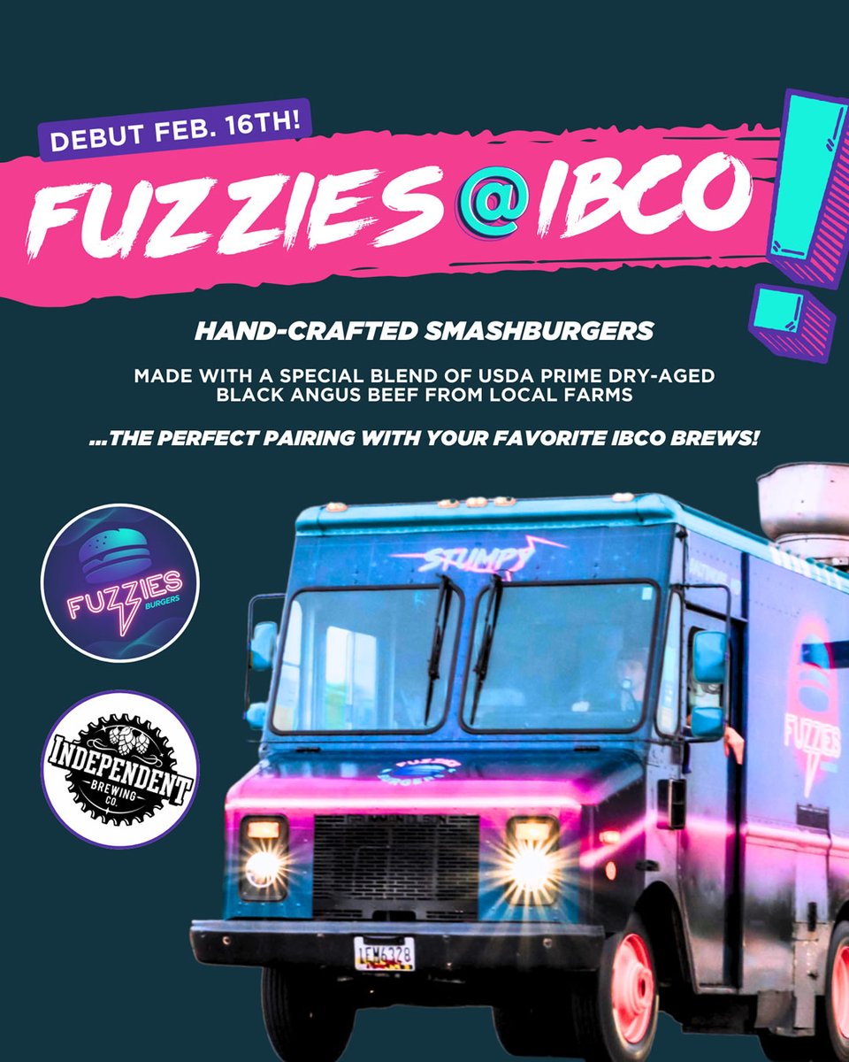 FUZZIE'S Burgers is making their SMASHing debut at the Brewery this Friday, Feb. 16th!

#SMASH #smashburger #foodtruck #brewery