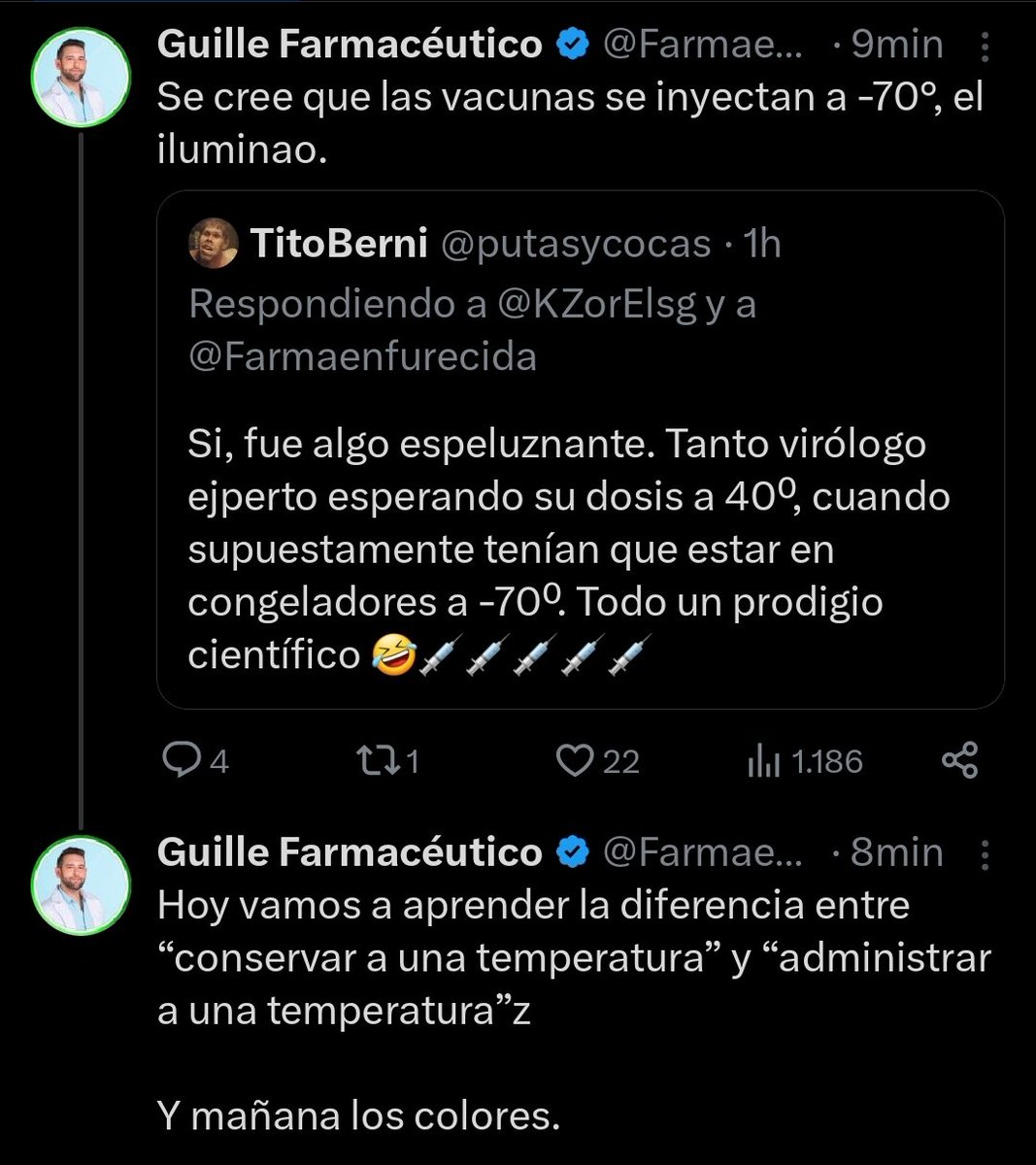 Guille (el iluminao), se cree que las "vacunas" de Pfizer se conservaron a -70°C...pues así ya 3 años...