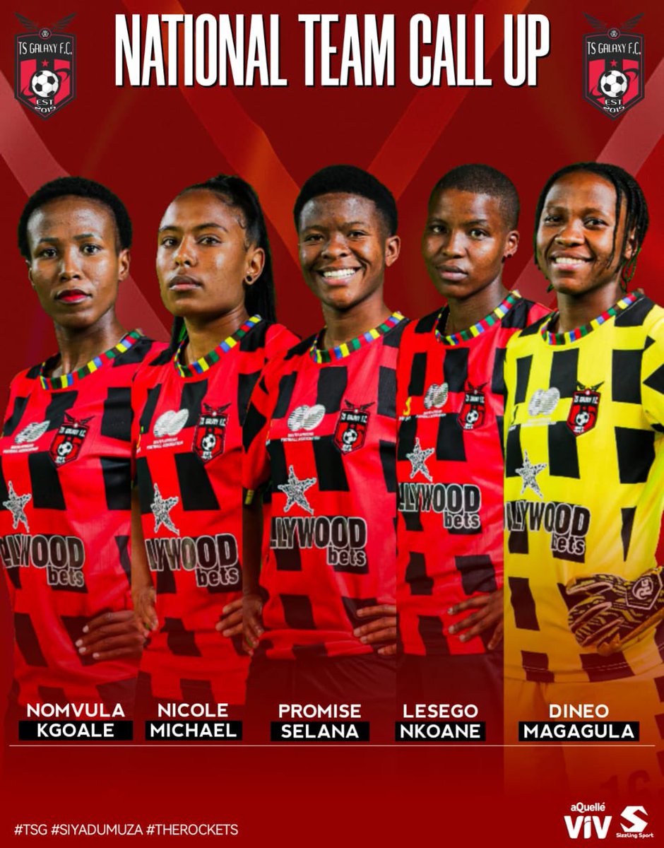 🚀National Duty🚀 

Congratulations to the five TS Galaxy Queens for their call-up to the Banyana Banyana Preparation camp for the 2024 3rd Olympic qualifier

#SIYADUMUZA
#TheRockets
#TSG