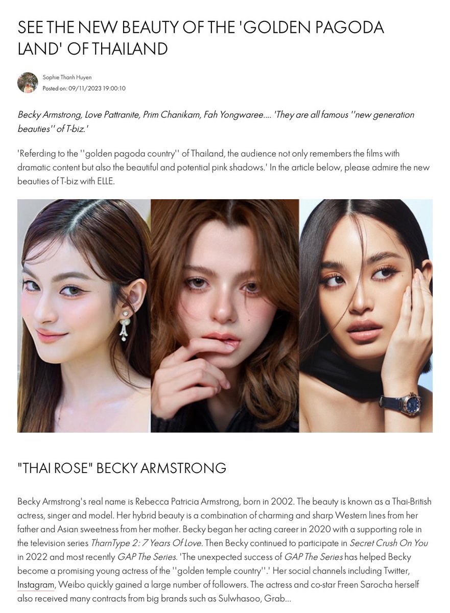 Bubblebbabol's tweet photo. Just flashback!
Becky is turning heads as one of the freshest beautiful faces in the Golden Pagoda Land of Thailand, earning the title "Thai Rose" in an article on @ELLE_Vietnam
Roses are Becky's favorite flowers🌹🌹

ANGELS ALWAYS HERE FOR BECBEC 
#3MStayWithBecky 
#Beckysangels https://t.co/iSRuhNUGIN
