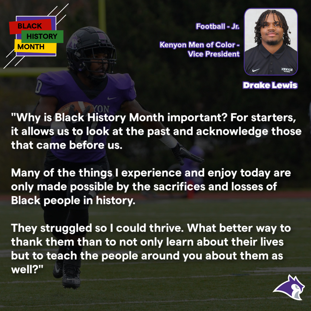 Jordan Herrera, a junior on the women's swimming and diving team, and Drake Lewis, a junior on the football team, are first up to share their thoughts on the importance of Black History Month. Check back each Monday in February for more student-athlete insights.