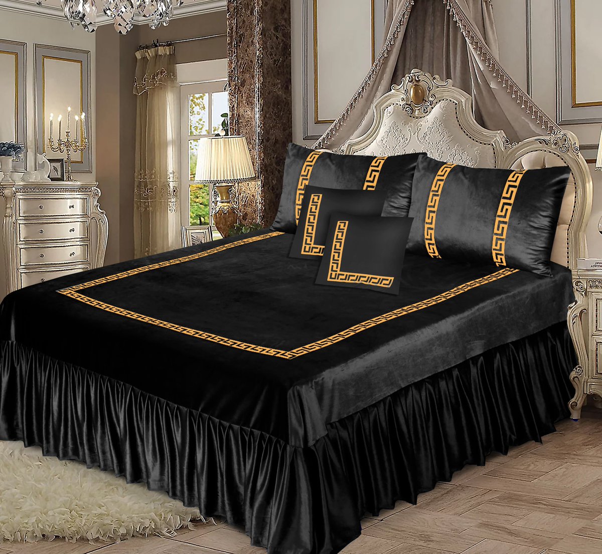 mianbedding_com's tweet photo. 5PC Emboss Velvet Aplic Bridal Bedset 
Fabric:Emboss Velvet (Malai)
*It contains:*
📌1.Bedsheet *(72 x 78)”* with 15inch frill on its side
📌2.Pillow Covers with Aplic work *(19 x 29)”*
*(Hidden Style Zip)*
 📌 2 Cushion Covers 
*✅(Same Fabric on Both Side)*
Price:6500 https://t.co/vwEauXT3bC