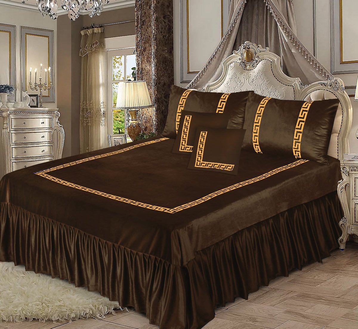 mianbedding_com's tweet photo. 5PC Emboss Velvet Aplic Bridal Bedset 
Fabric:Emboss Velvet (Malai)
*It contains:*
📌1.Bedsheet *(72 x 78)”* with 15inch frill on its side
📌2.Pillow Covers with Aplic work *(19 x 29)”*
*(Hidden Style Zip)*
 📌 2 Cushion Covers 
*✅(Same Fabric on Both Side)*
Price:6500 https://t.co/vwEauXT3bC