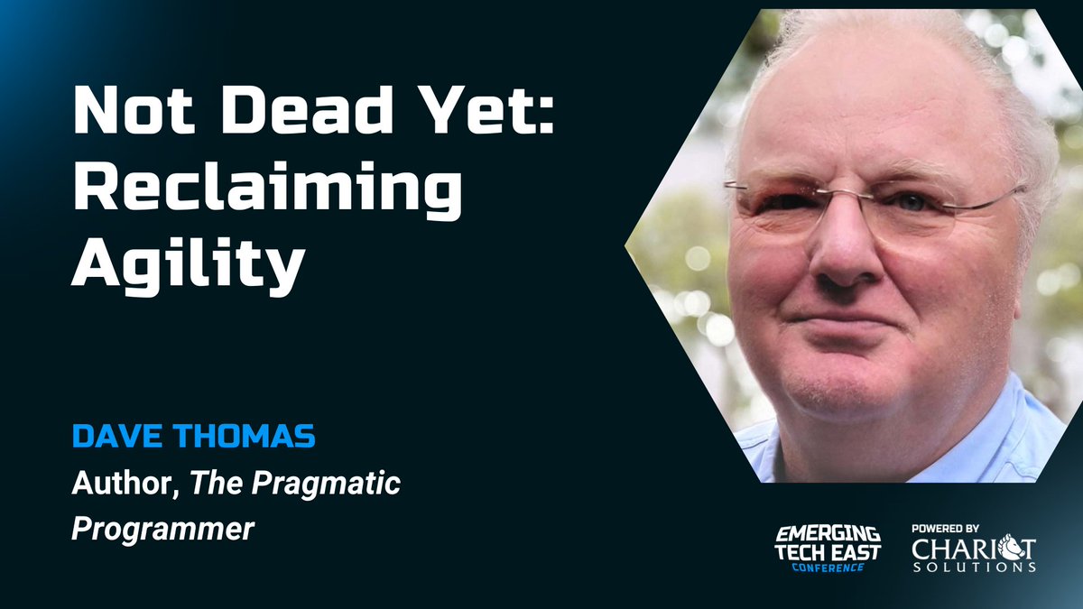 After years of claiming that Agile is dead, Dave Thomas (@pragdave) actually believes in the values of the Agile Manifesto now more than ever. Why? He'll share more in his talk at ETE 2024 — grab your ticket today! emergingtecheast.com/session/not-de… #agile