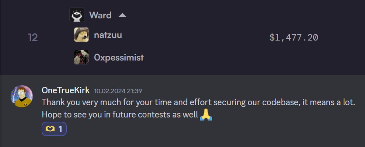 We placed 12th out of 126 contestants in the <a href="/CreditGuild/">Ethereum Credit Guild</a> contest via a medium severity finding that only we and <a href="/0xEV_om/">Alex Keller</a> discovered. Many thanks to the Ethereum Credit Guild team for the opportunity and for choosing <a href="/code4rena/">Code4rena</a>!