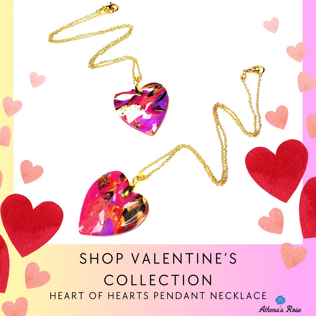 Our Heart of Hearts Pendant Necklace is a dazzling accessory that will make your heart skip a beat! 
💖Shop our Valentine's Day collection now and enjoy 40% off $15 or more with promo code: LOVE2024
#valentinejewelry #love #Valentinesday #wearableart #heartnecklace #polymerclay