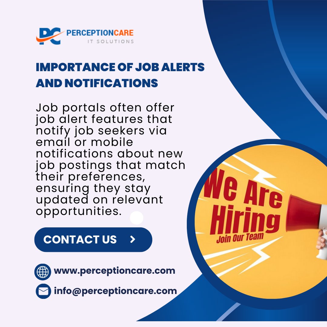 perceptioncare's tweet photo. Importance of Job Alerts and Notifications
Job portals often offer job alert features that notify job seekers via email or mobile notifications
Read More: https://t.co/GX9CIeWtpS
#job #portal #development #design #recruitment #solutions #perceptioncare #web #app #software https://t.co/oIYiPMq2VM