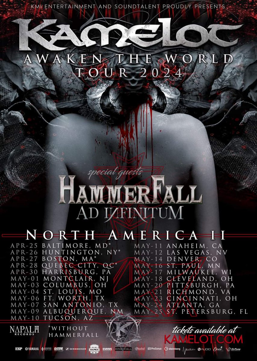 🔥 It's shaping up to be a busy year 🔥

Feb - @bfs_official UK Tour
Mar - @kkspriest USA Tour
Apr - @kamelotofficial North America Tour