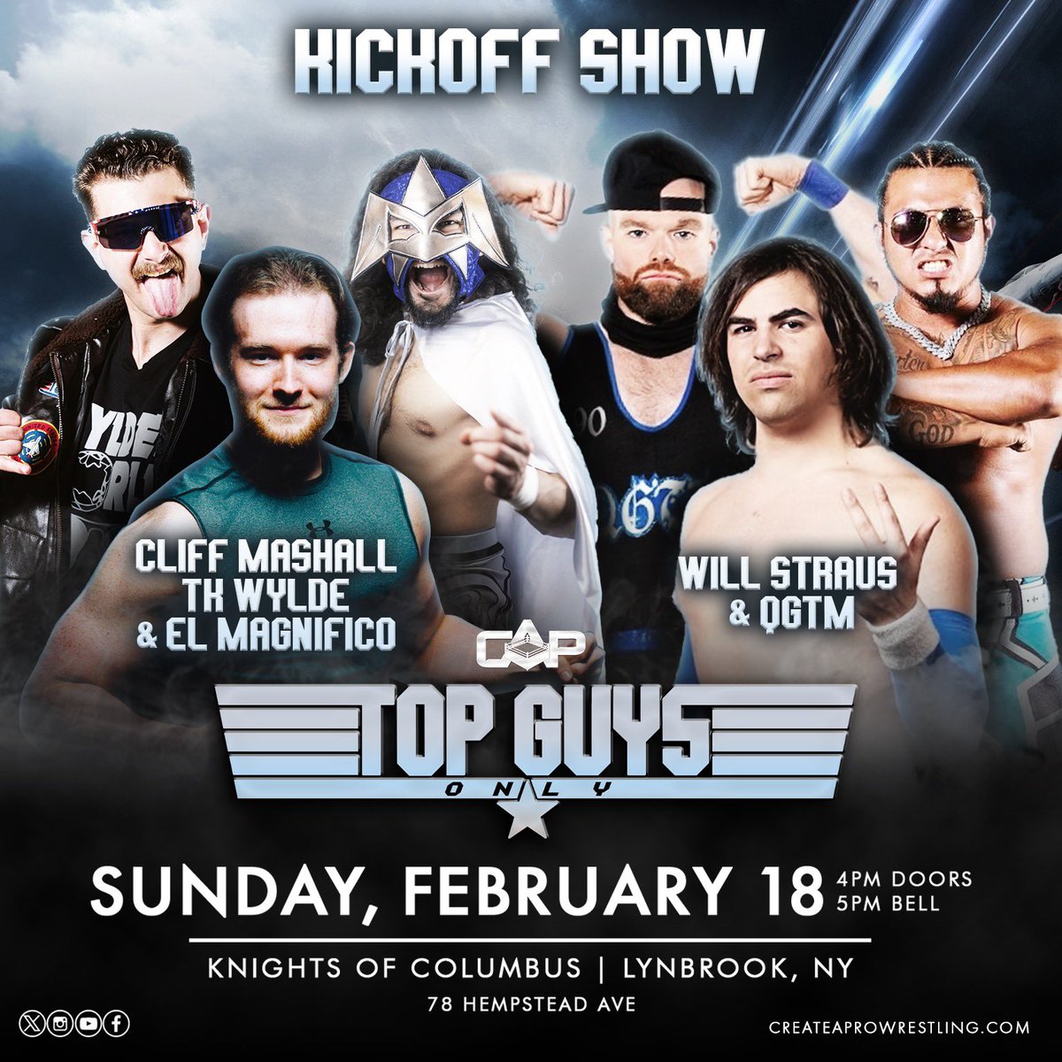 CreateAPro's tweet photo. 🚨MATCH ANNOUNCEMENT🚨

Arrive early this Sunday to catch the #TopGuysOnly Kickoff Show featuring 6man tag team action!

Who will make a name for themself?

🎟GET YOUR TICKETS NOW🎟
https://t.co/igfdoc8CkL https://t.co/YAji8ndKYY