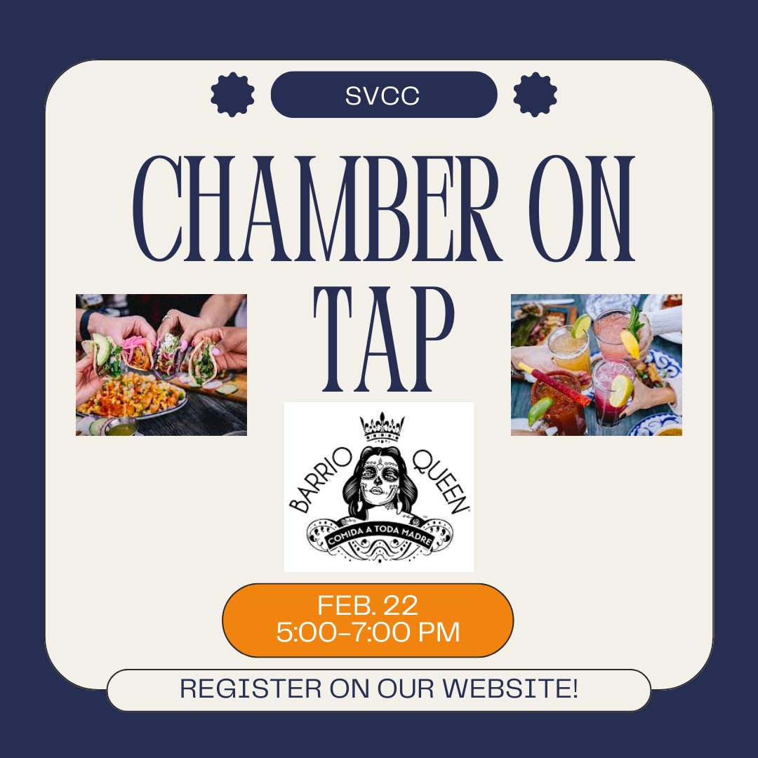 Chamber on Tap is right around the corner! Join us on Feb. 22nd at Barrio Queen - Avondale for networking after hours. RSVP with the link below! chamberorganizer.com/Calendar/morei…