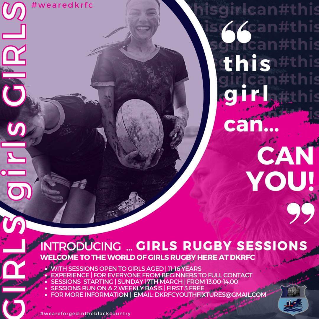 This is a great opportunity being offered by <a href="/DKRugbyClub/">Dudley Kingswinford RFC</a> for all girls aged 11-16. It can be difficult to find a club willing to progress the girls' game past 10 years old (Mixed Teams are not allowed past this age) so this is a real positive step. Please share and get involved.
