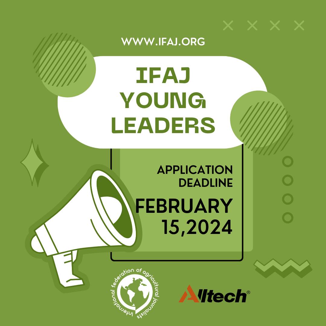 4 DAYS TO GO — Apply for @IFAJ /@Alltech Young Leaders program today! Take your chance to win an award, attend the IFAJ Congress and a leadership bootcamp in Switzerland this summer. 📅 Application deadline: 15 February 2024 👉 More here: ifaj.org/our-programmes…