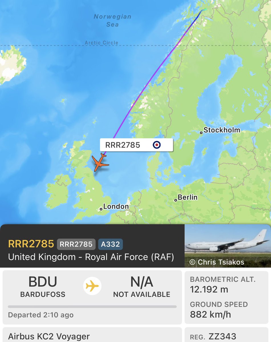 RRR2785 - ZZ343 - 43C700

🇬🇧 Royal Air Force Airbus KC2 Voyager returning from 🇳🇴 Bardufoss Air Station.