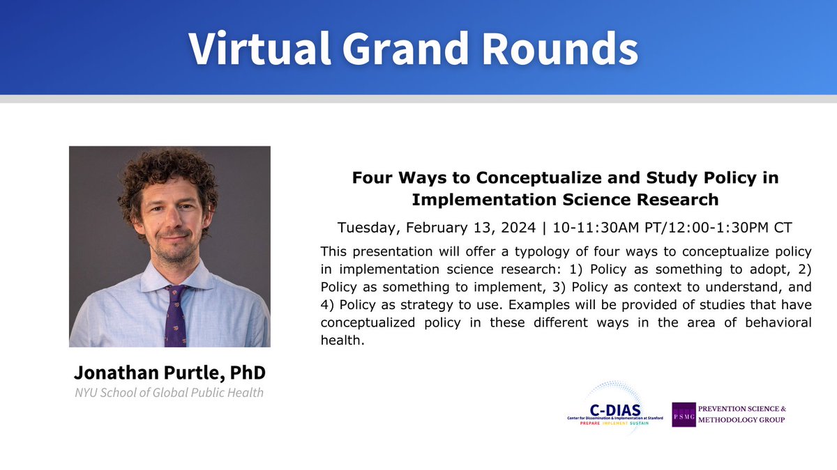 Don't forget! Tomorrow, @JonathanPurtle will present during our weekly Virtual Grand Round. Check out his presentation description and be sure to register! ow.ly/ekeT50QyY5p