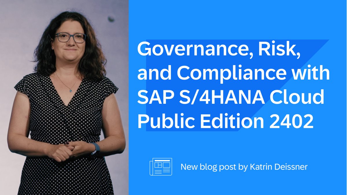 DeissnerKatrin's tweet photo. ☝️ Find out how the #SAP #S4HANA #Cloud Public Edition 2402 release helps your business become compliant in my blog post highlighting the innovations shipped in #Governance, #Risk, and #Compliance. @SAP @SAPCloudERP

https://t.co/St7WCBZMpH https://t.co/5lQUuTmkFN