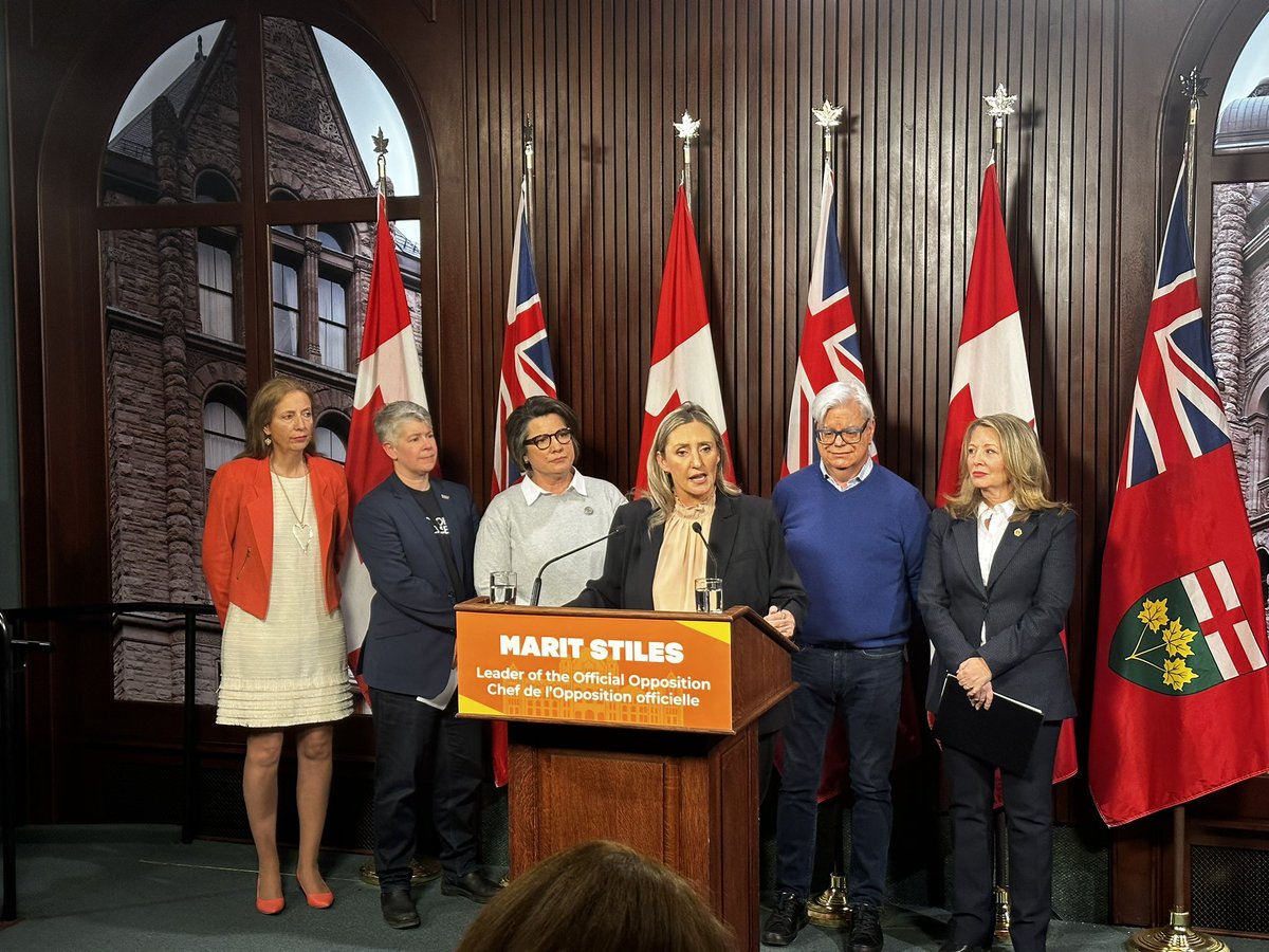 OFL President Laura Walton joins @OntarioNDP leader @MaritStiles at Queen’s Park for a press release regarding the Ontario Court of Appeal's decision to uphold the ruling that Bill 124 was unconstitutional. #OnLab #OnPoli