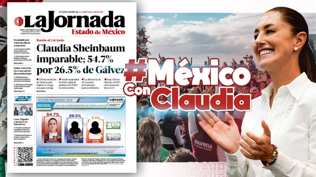 RedAMLOmx's tweet photo. Claudia Sheinbaum favorita indiscutible en la encuesta de Demoscopia con un sólido 55% de apoyo #MéxicoConClaudia
#TodosAlZócaloConClaudia #FelizLunes #XóchitlVendePatrias #XóchitlCorrupta #11Febrero #SuperBowl #BuenosDías #ElAmorEs #CambiemosElJuego #SuperPoderoso. https://t.co/QkCx1V185R