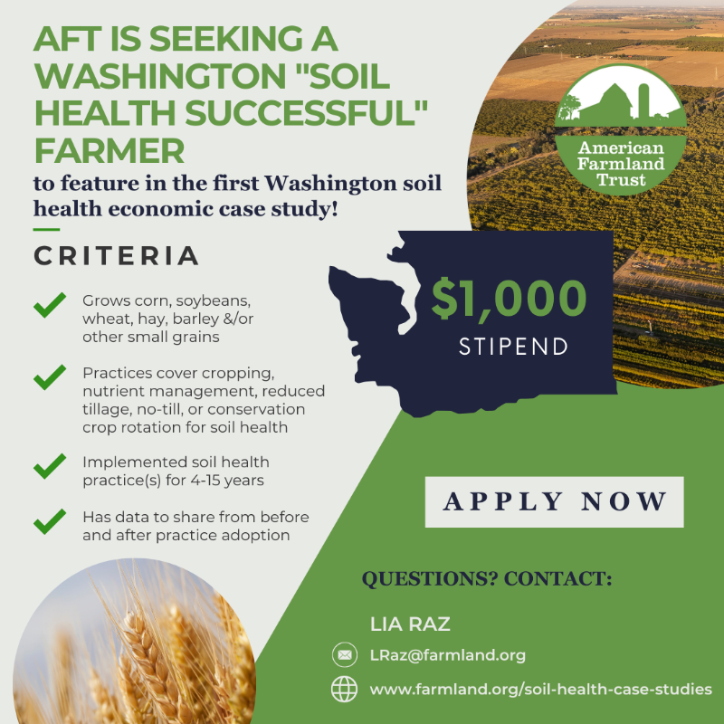 Farmland's tweet photo. 🔎 $1,000 stipend available! Seeking a “soil health successful” #farmer in #Washington for our case study. Click to apply or share with someone you know! #AgTwitter