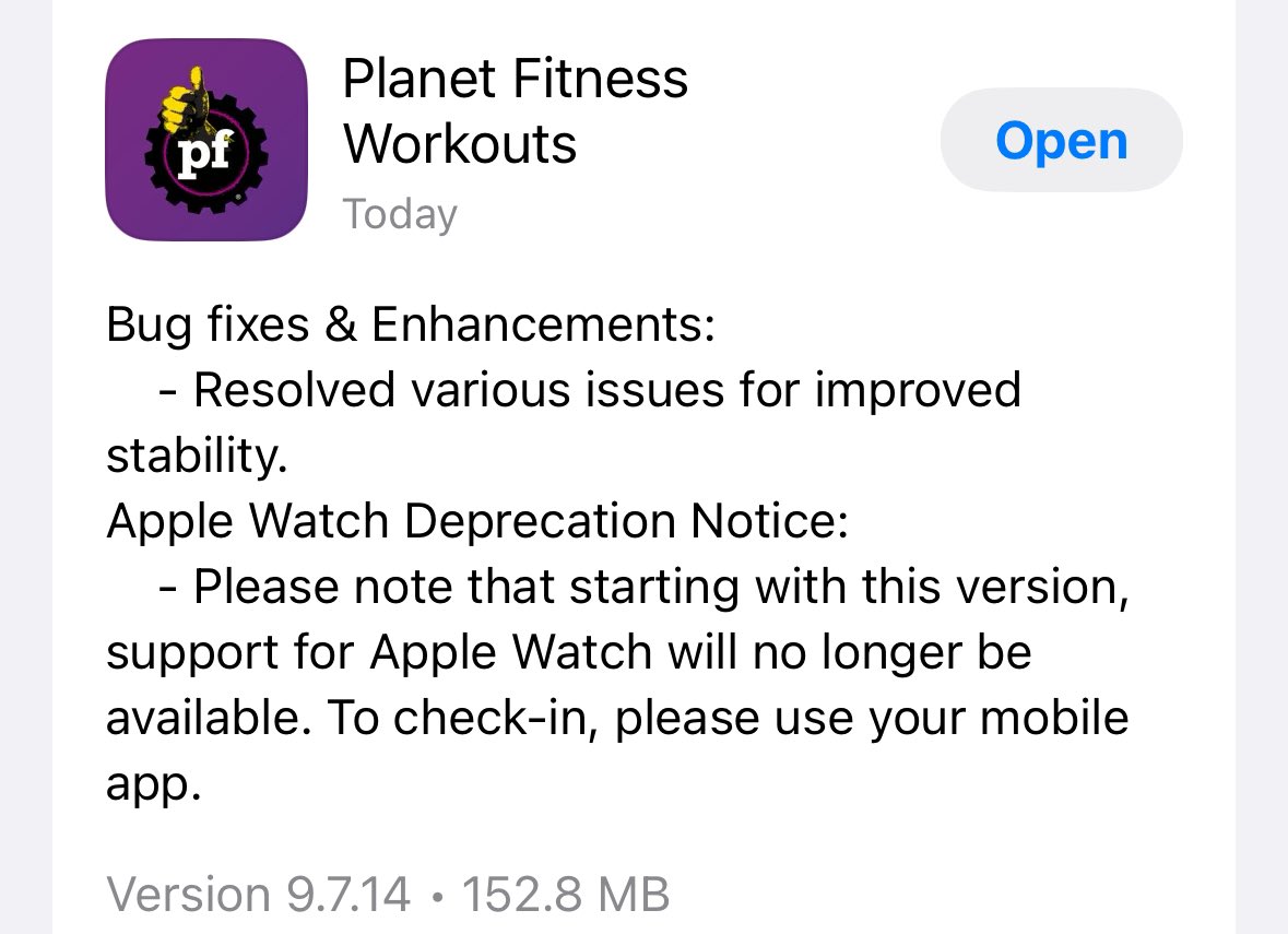 estiloygracia's tweet image. All  week I was having issues with my @PlanetFitness app on my @Apple #WatchSE 

Low and behold… 😤❌🤔

I guess it was never meant to be? What’s crazy is I had just gotten into to work last night. 

Then I update my app on my phone and notice this. 

Whyyyyy????