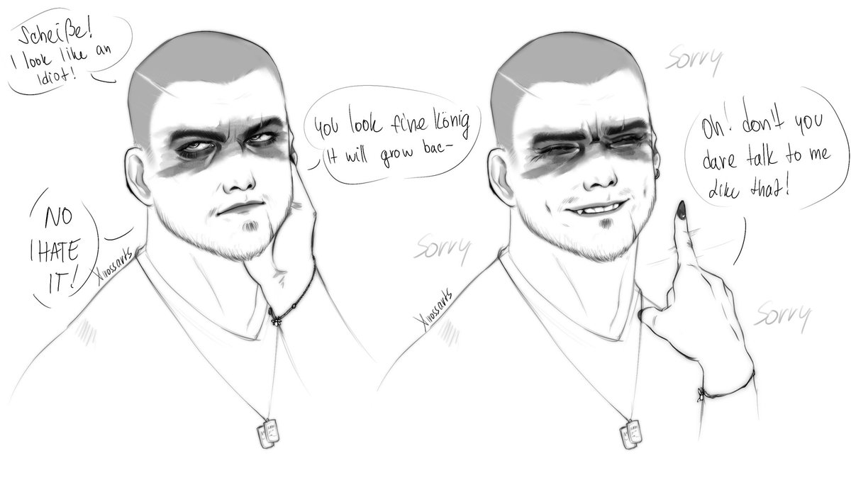 irossarts's tweet photo. He doesn’t like his new “hair” 💀
Inspired by @kathy_ifnt 🩶
Iam still trying to learn how to draw male faces especially him 😩

#könig #cod #CallofDuty #MW3 https://t.co/vtbXQ1wmGK