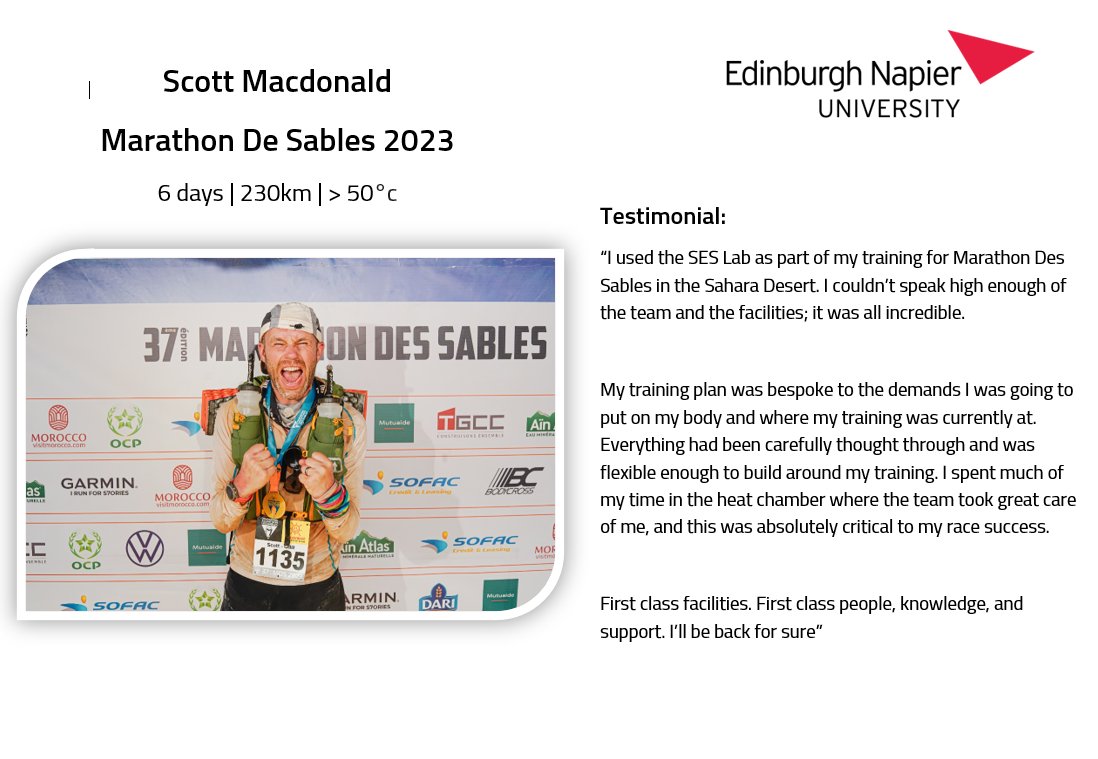 Scott joined us last year before the 37th <a href="/marathonDsables/">MARATHON DES SABLES</a>. We often work with athletes before this race, giving them a physiological edge before flying out to the Sahara. Check out the <a href="/netflix/">Netflix</a> documentary, #thehumanplayground to find out more about it!

#sportsciencesupport