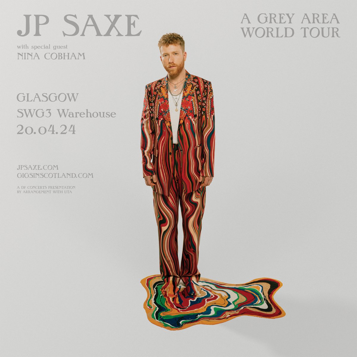 SUPPORT ADDED » <a href="/ninacobham/">nina cobham 💌</a> will now be supporting <a href="/jpsaxe/">JP Saxe</a> on 'A Grey Area World Tour' at <a href="/SWG3glasgow/">SWG3</a> on 20th April 2024 🔥

TICKETS ⇾ gigss.co/jp-saxe