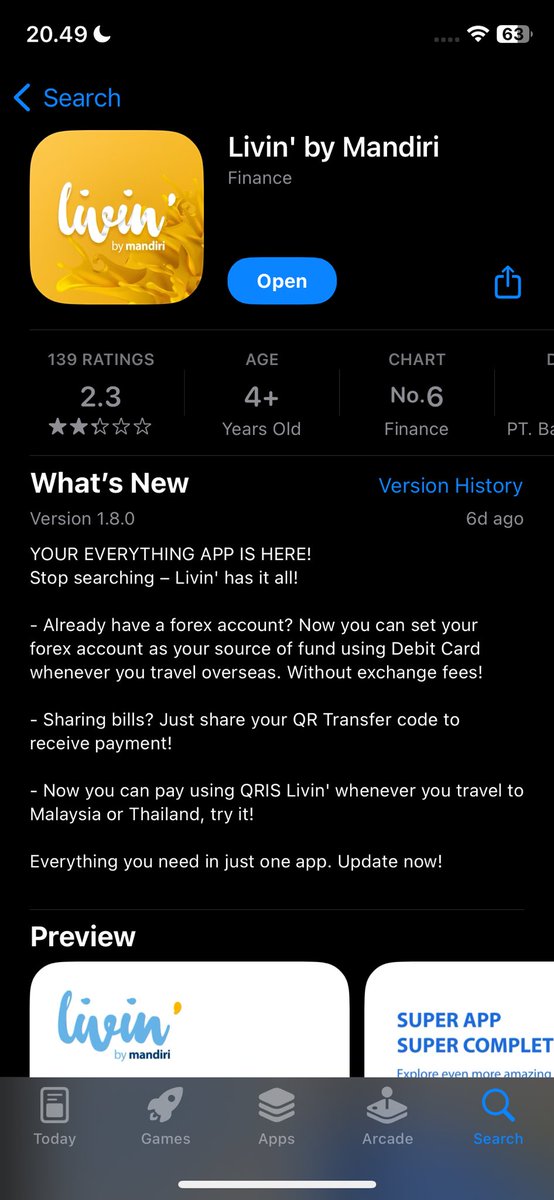 Ayolah <a href="/bankmandiri/">bank mandiri</a> segera update livin nya, sudah banyak review negatif tidak bisa menggunakan sejak rilis versi 1.8.0 6 hari yang lalu. Jangan sampai banyak yg pindah bank hanya karena aplikasinya bermasalah