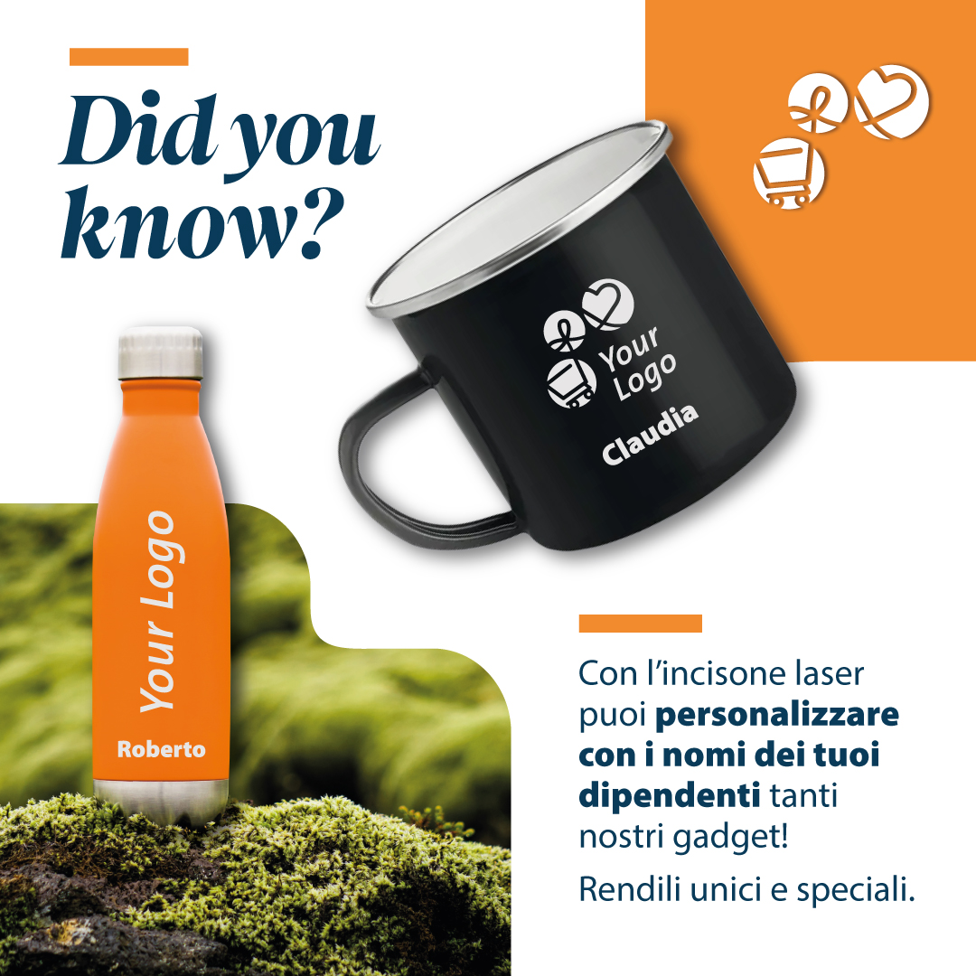Gadget365_'s tweet photo. Did you know❓
La nostra rubrica svela storie affascinanti su gadget personalizzati che trasportano esperienze uniche. Trasforma i tuoi gadget con l'incisione laser! Incidendo nomi su ogni oggetto, regalerai un tocco personale a ogni dipendente.🪄 #Gadget365 #incisionelaser https://t.co/LVb0HqxNkH
