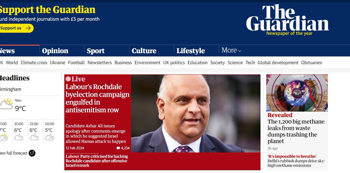 The front page of the UK's only leftwing newspaper's website the day after Israel start massacring well over a million completely trapped people