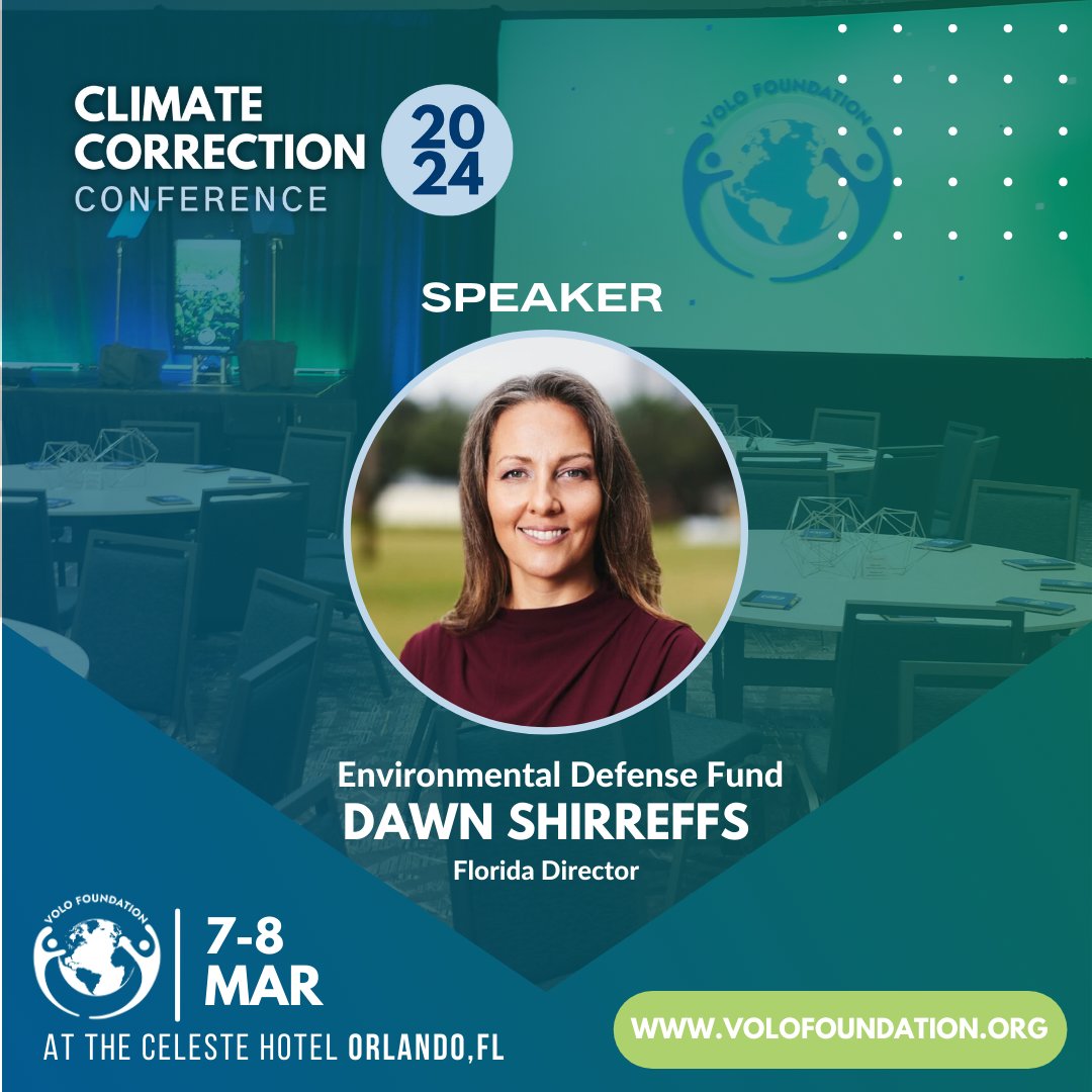 VoLoFoundation's tweet image. @DawnShirreffs, Florida Director of the @EnvDefenseFund, brings two decades of expertise to #ClimateCorrection 2024. Her commitment to building resilience in coastal communities and advancing #cleanenergy initiatives makes her a vital voice in addressing the challenges of climate