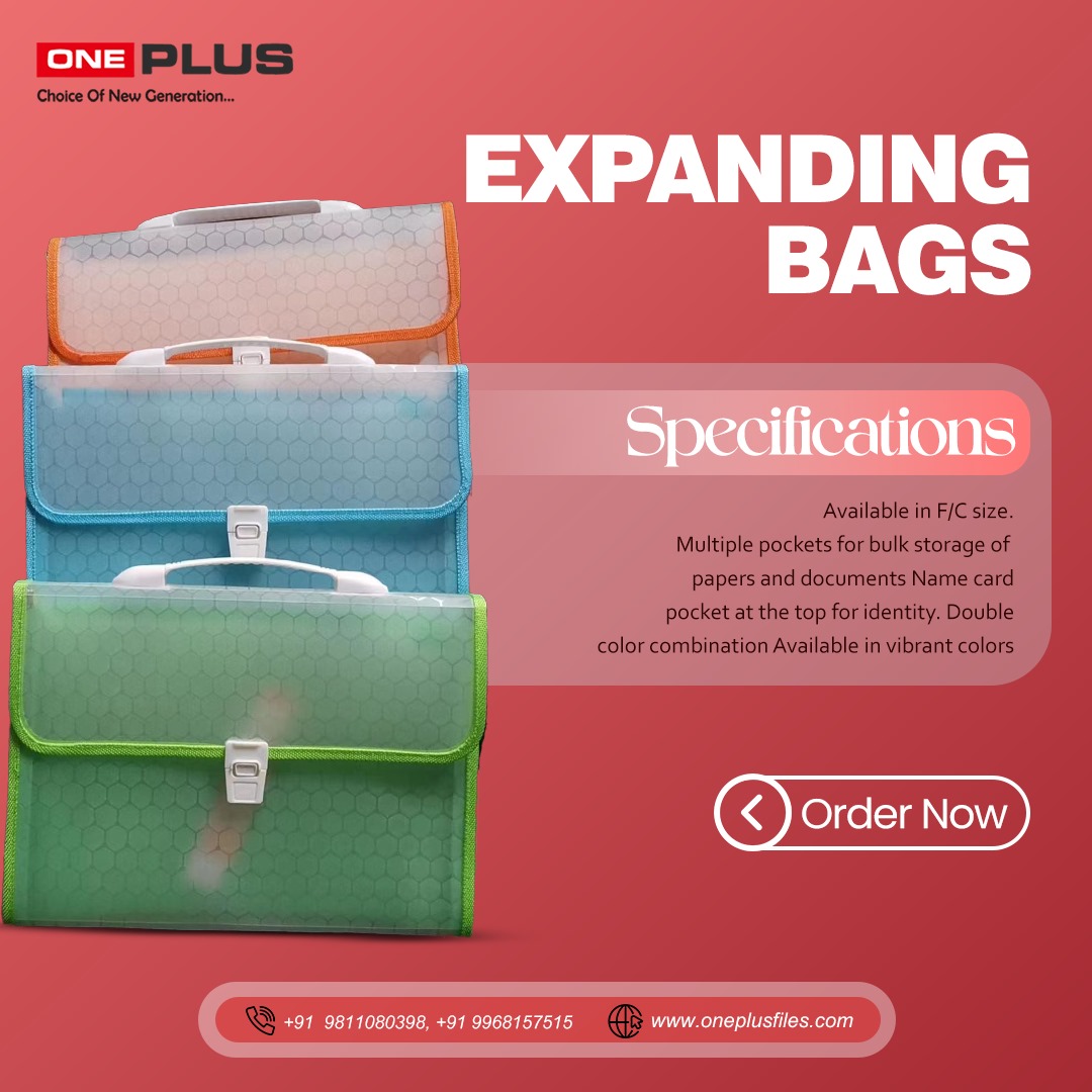 oneplusfile's tweet photo. Organize in style with ONE PLUS Expanding Bags πβ¨. Roomy pockets and vibrant colors for the new generation who love to keep it neat and chic. Tap to order now!
For more info:-
Call us: 9811080398 / 9968157515
Visit us: https://t.co/VzXjHn16BB
#OnePlusFiles #ExpandingBags https://t.co/zxfMo247j2