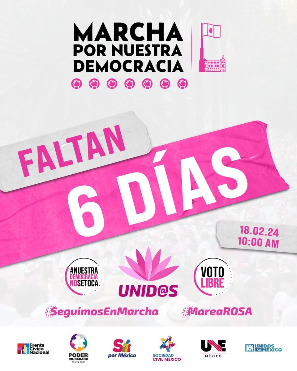 Faltan 6 días para marchar por la libertad, por la democracia, por las instituciones. Que no falte nadie. Corre la voz. RT