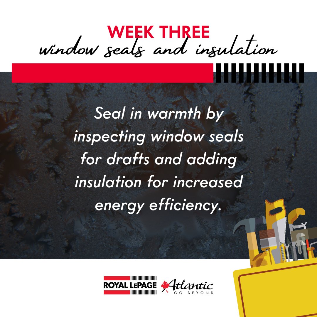 Seal the warmth in! Check window seals for drafts and consider adding insulation to keep the cold out. It's an easy DIY project that can make a big difference in your home's energy efficiency.

#MaintenanceMonday #InsulationTips #RLPA #GoBeyond #RoyalLePage #RoyalLePageAtlantic