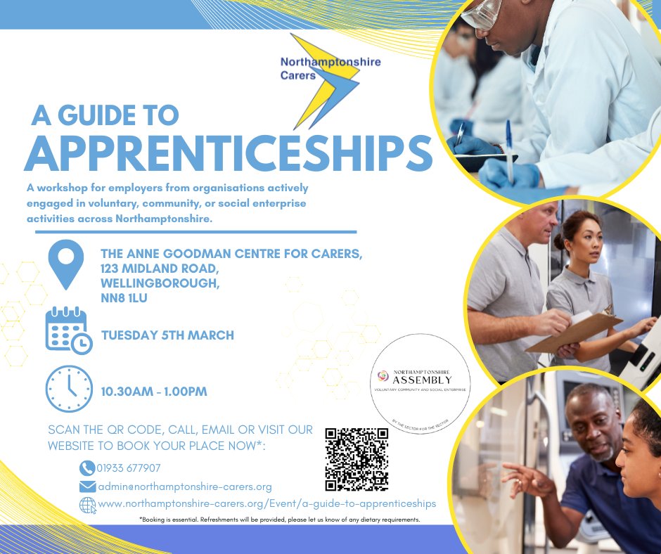 Apprenticeships are an untapped opportunity for the voluntary sector. They can provide a cost-effective way to; upskill existing staff and build a culture of learning and development. Workshop 5th March 2024 book here: lght.ly/2eino1b #apprentaships #carersupport