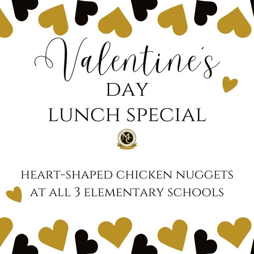 Valentine’s Day is just around the corner! To celebrate, Monroe County School Nutrition will be serving heart-shaped chicken nuggets at our elementary schools on Wednesday. Great food, prizes and giveaways will be on the menu. Enjoy! #LearnGrowSucceed #CommittedToExcellence